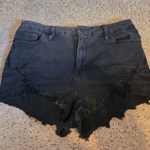 Rue21 Black Frayed Hem Jean Shorts